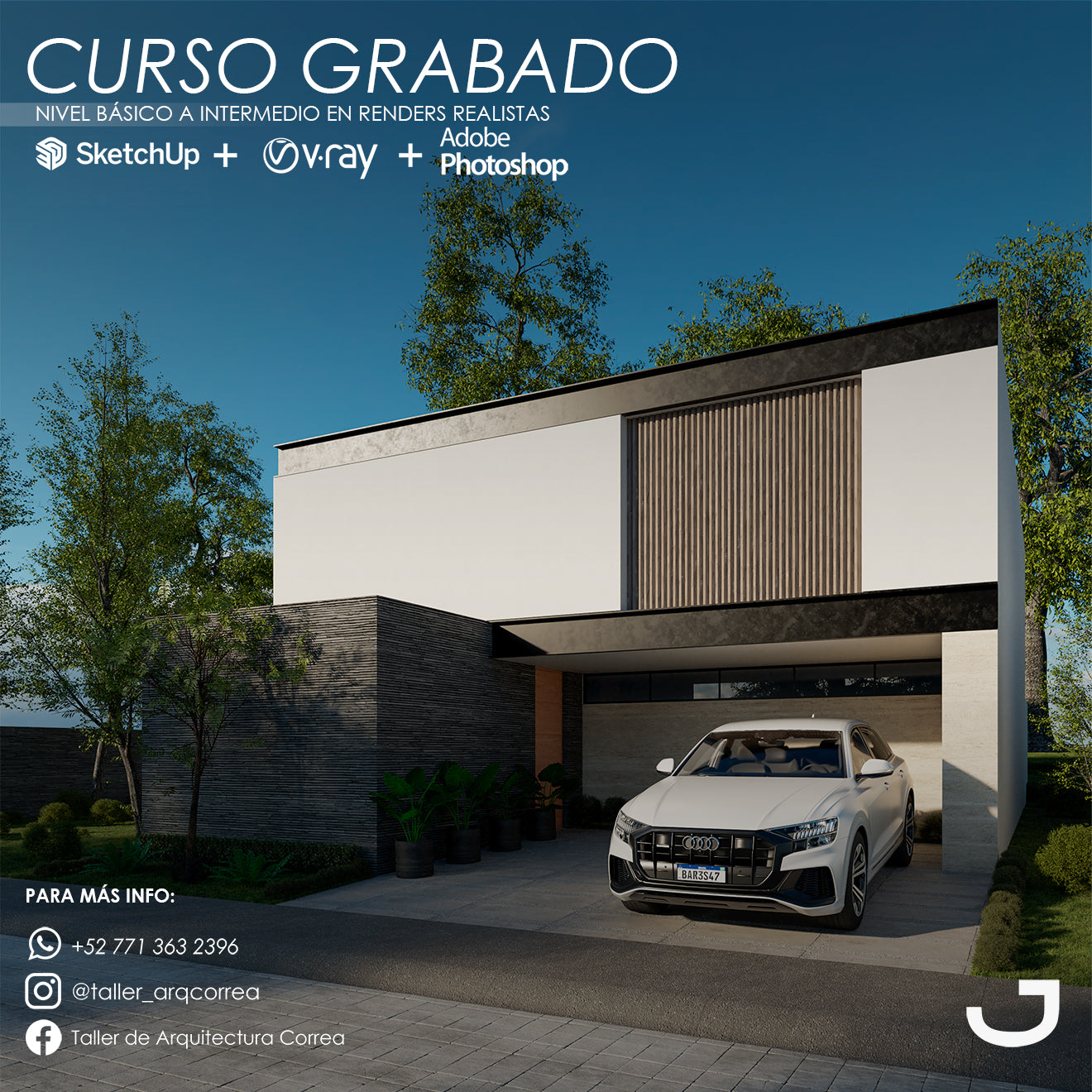 Curso Sketchup + Vray + Photoshop | Exteriores e Interiores | Nivel Básico-Intermedio