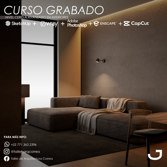 Curso Cero a Avanzado en Interiores Sketchup + Vray + Photoshop + Enscape + Capcut