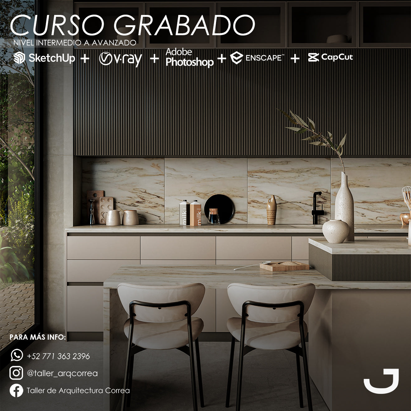 Curso Intensivo en Interiores | Sketchup + Vray + Photoshop + Enscape + Capcut